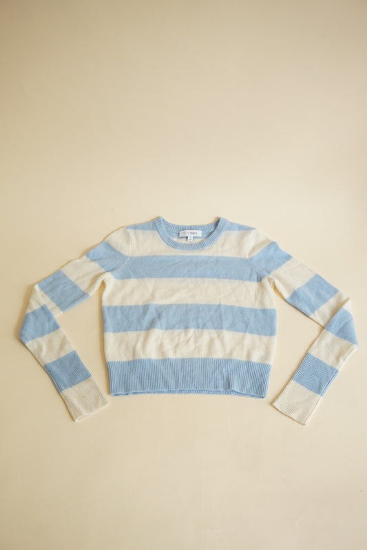 Intermix Cashmere Ivory & Baby Blue Crewneck Sweater - Size Petite