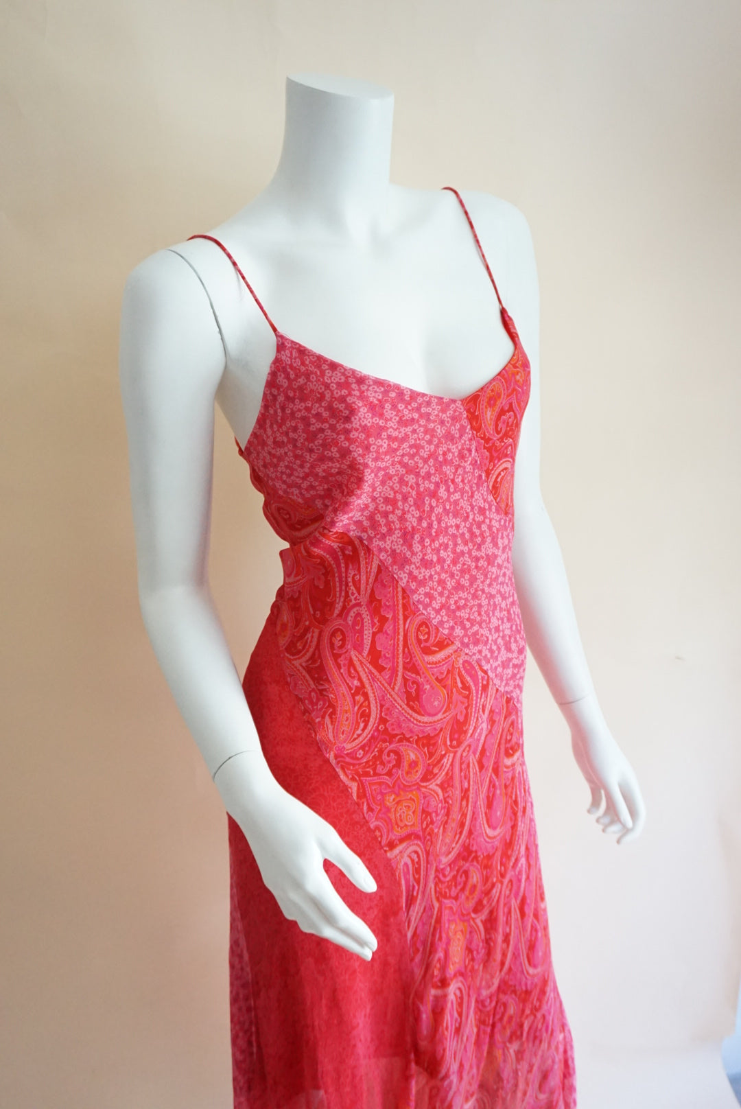 Positive Attitude Silk Paisley Pink Floral Slip Y2K Dress - Size 12 Petite