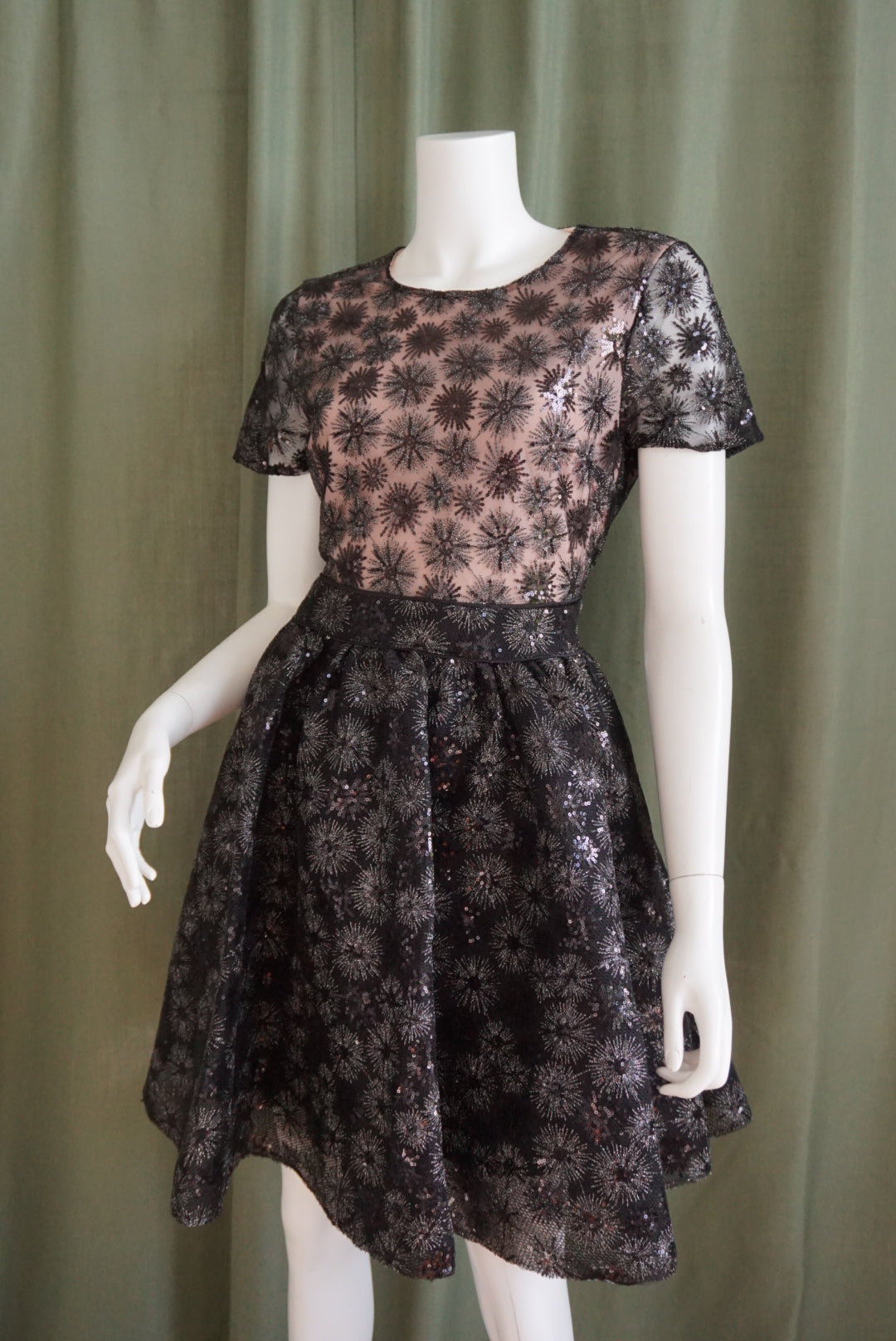 Maje Black Sequin Star Cocktail Neoprene Dress - Size 42
