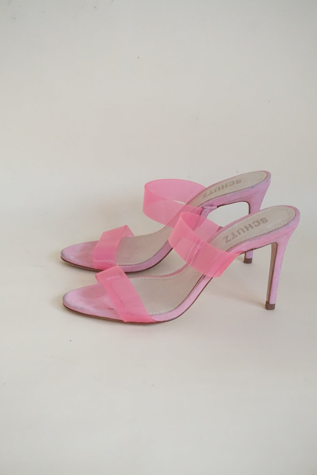 Schutz Pink PVC Ariella Stiletto Sandal Heel - Size 6.5