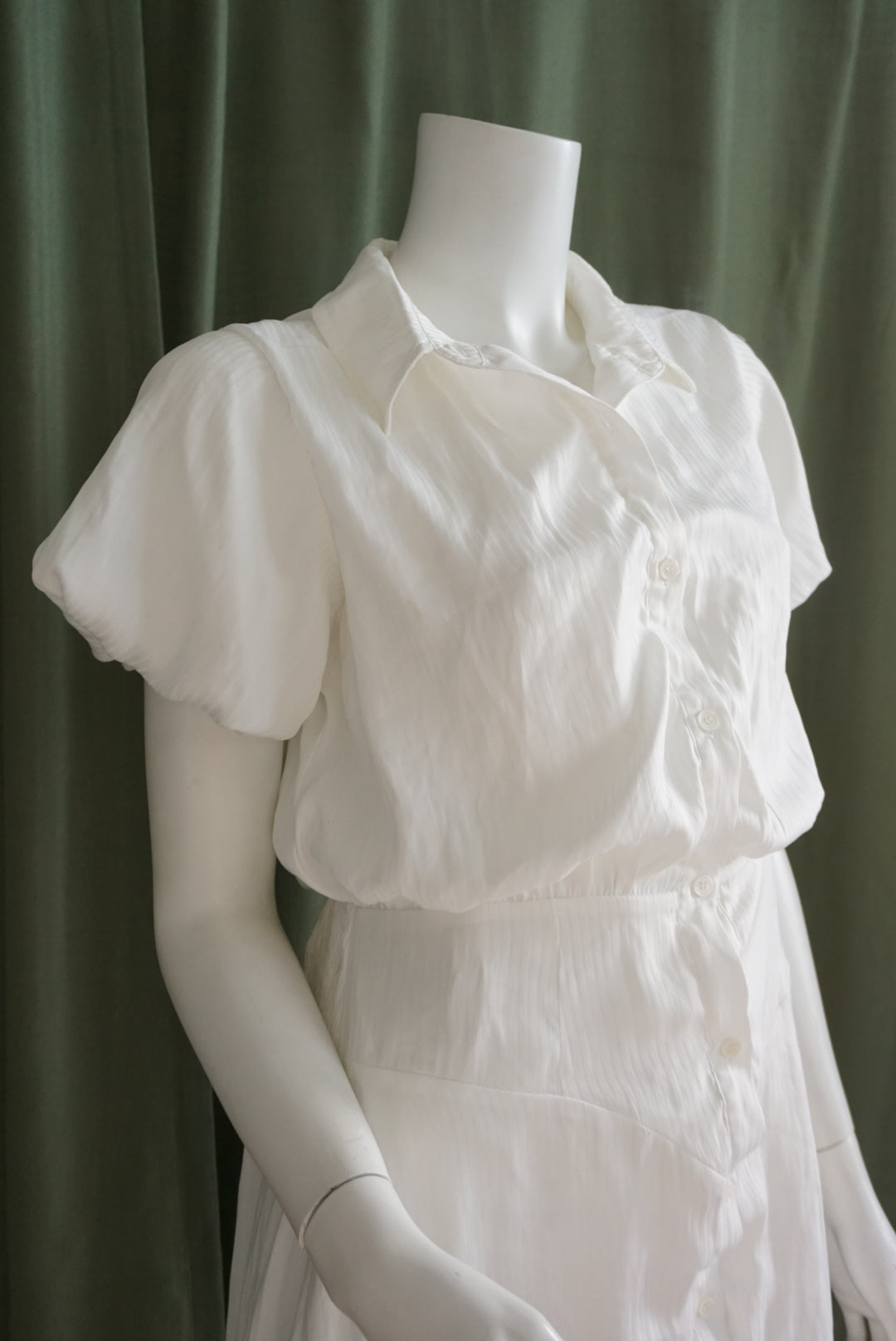 Heyson White Pinstripe Collar Button Shirt Dress - Size Small