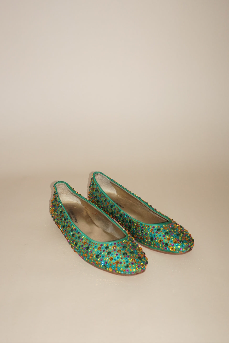Andrea Carrano Green Rhinestone Ballet Flat - Size 40