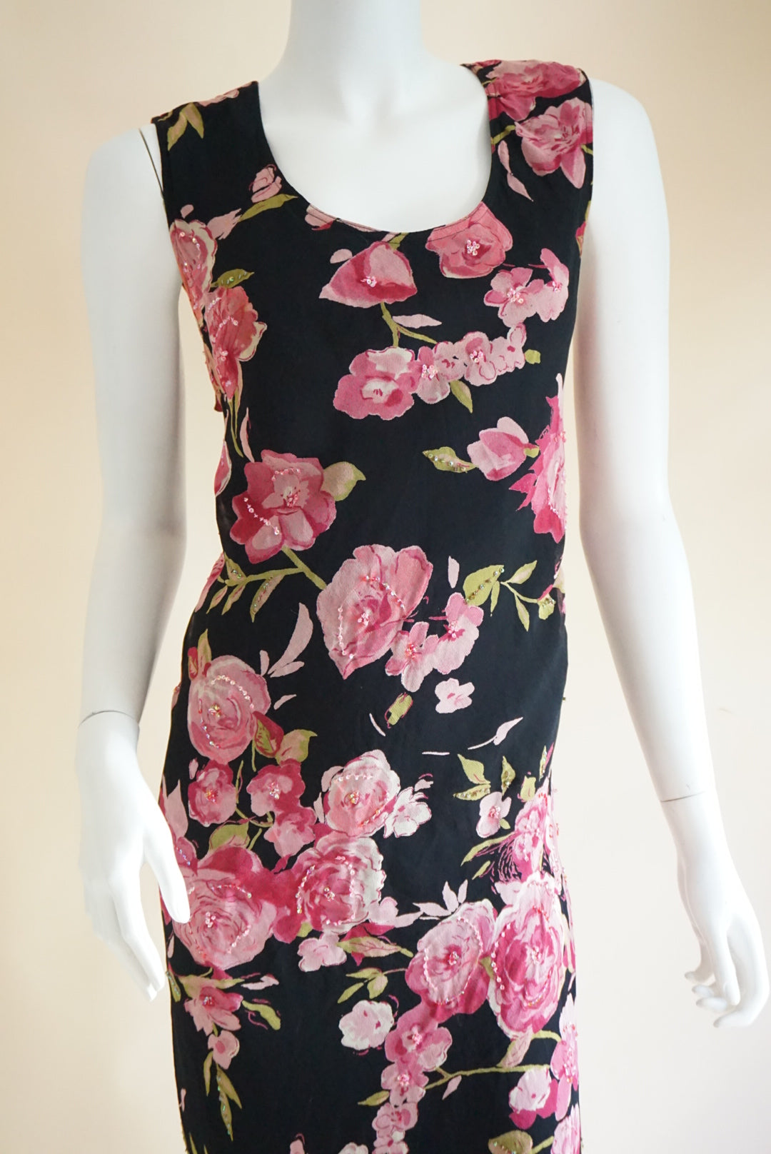 Dressbarn Floral Vintage Beaded Maxi Dress - Size 14/16