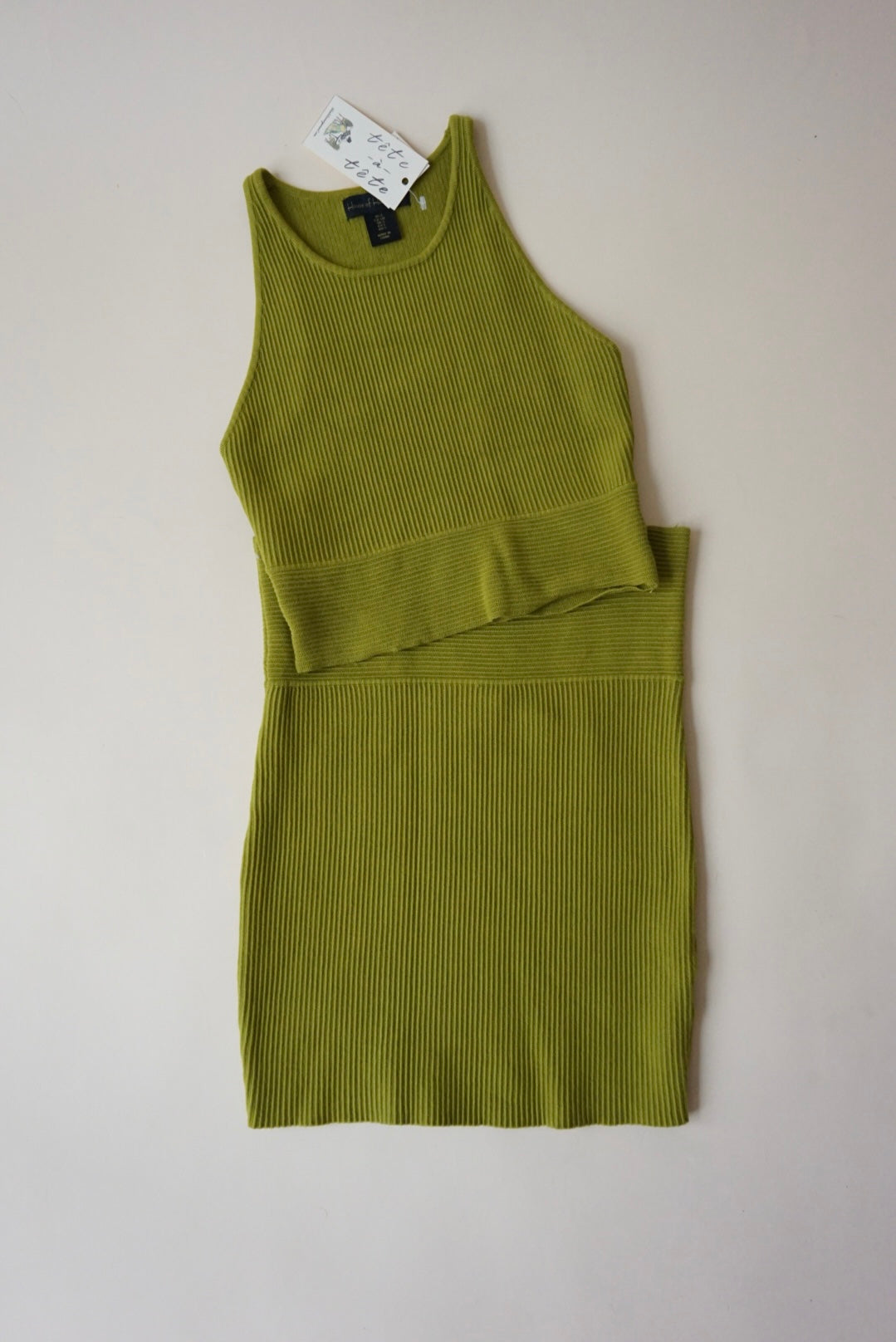 House of Harlow 1960 Bandage Ribbed Knit Green Skirt Set - Size Small