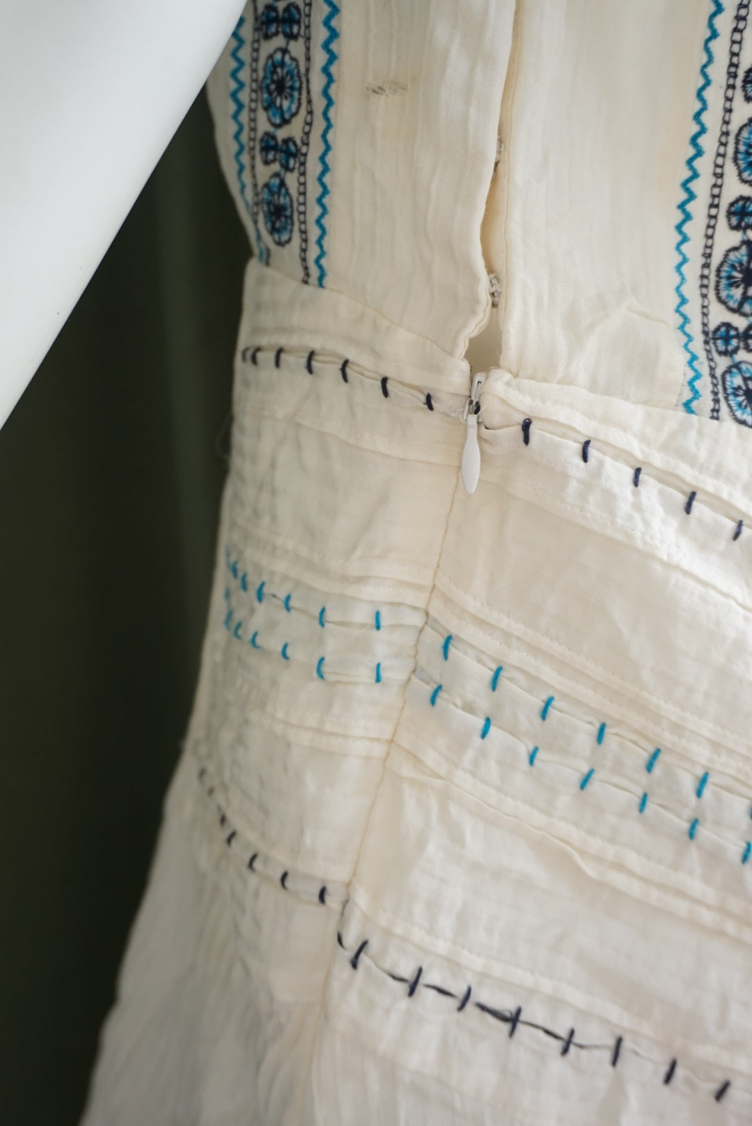 Veronica Beard Embroidered Blue Gauze Sheer Shirt Dress - Size 10