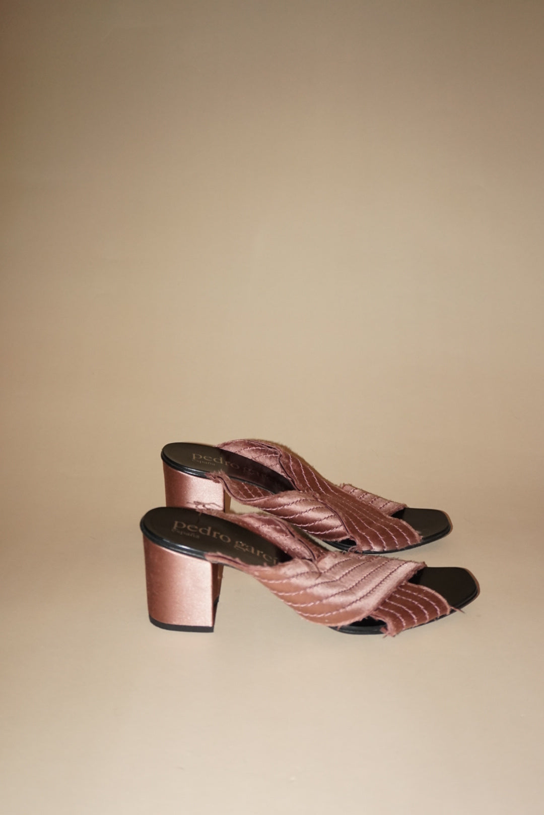 “Pedro Garcia” Satin Blush “Xail” Mules - Size 38.5