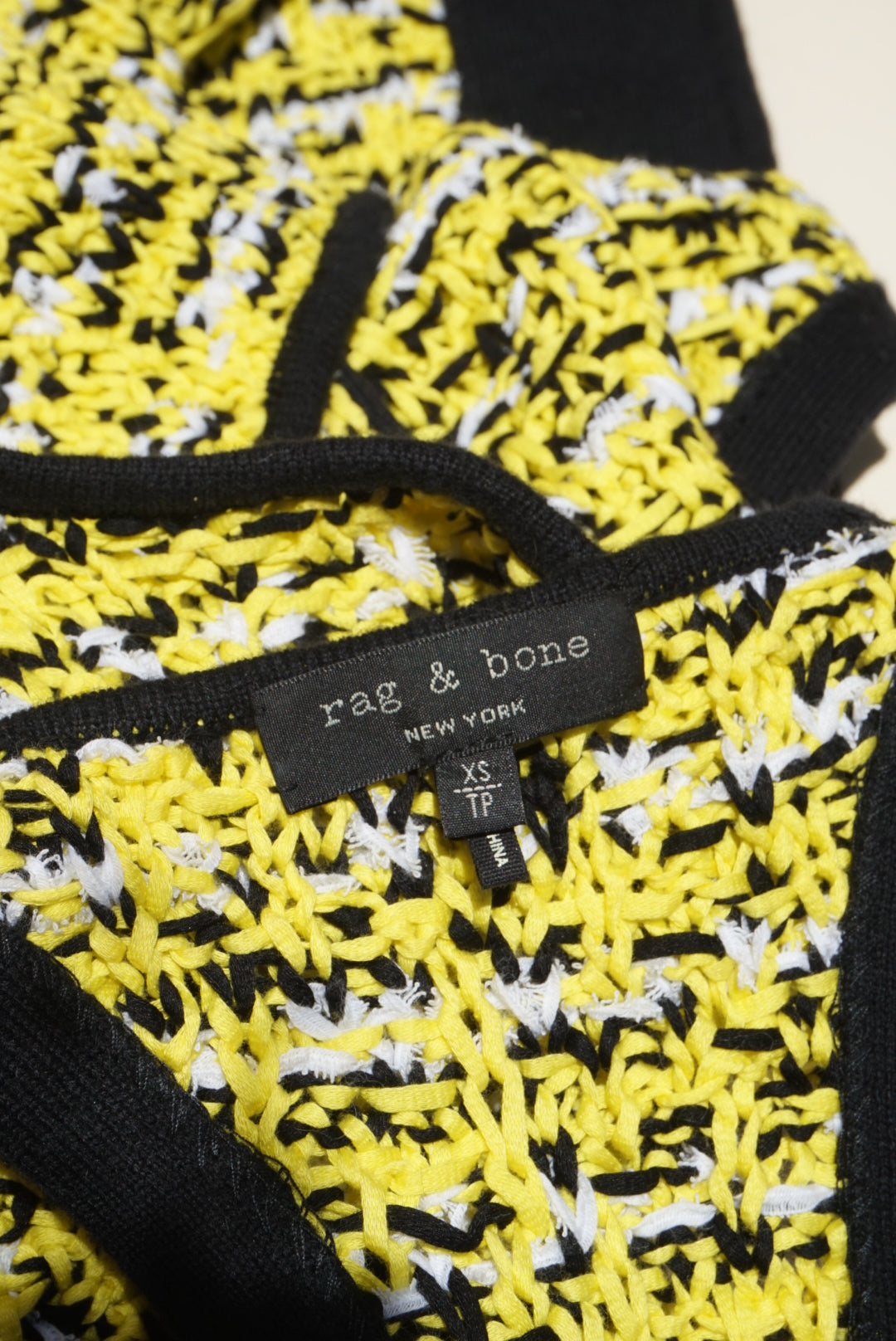 "Rag & Bone" Midi Crochet Yellow/Back Racer Back "Viola" Dress - Size XS