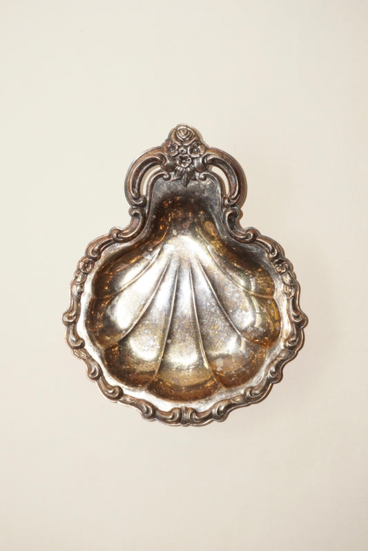 Vintage International Silver Shell Ornate Trinket Plate (Unpolished)