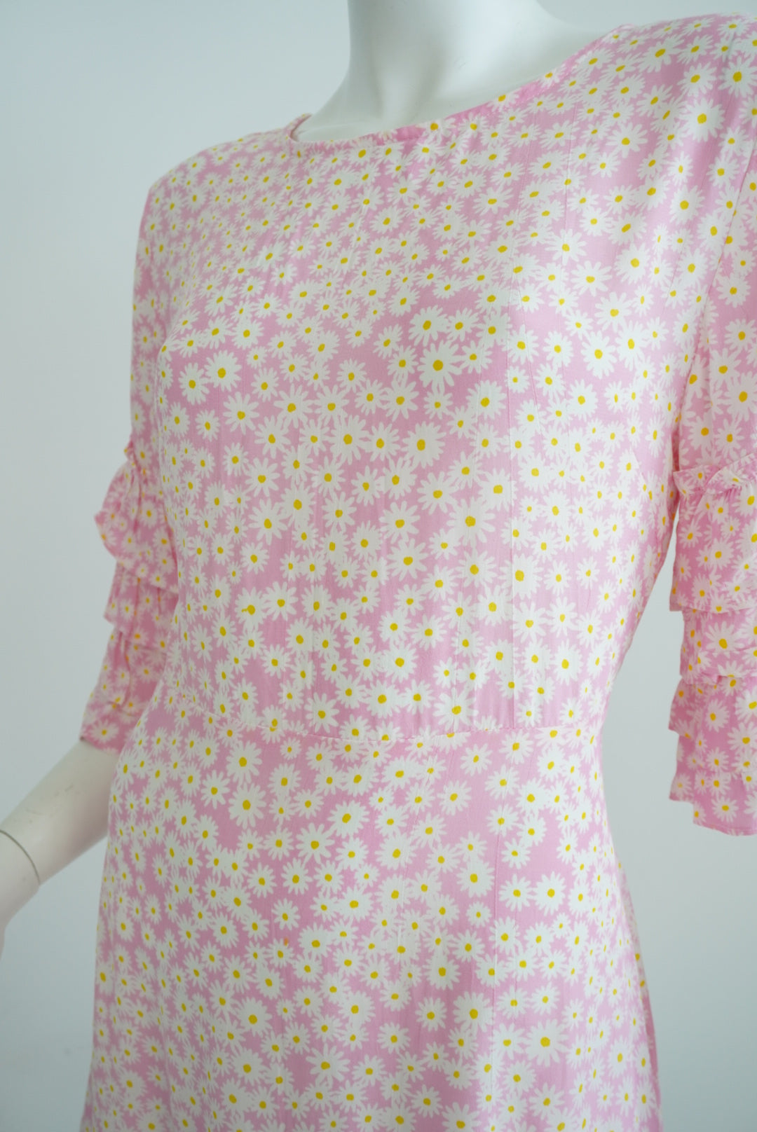 Faithfull The Brand Serafina Dusty Floral Pink  Ruffle Mini Dress NWT - Size Small/4