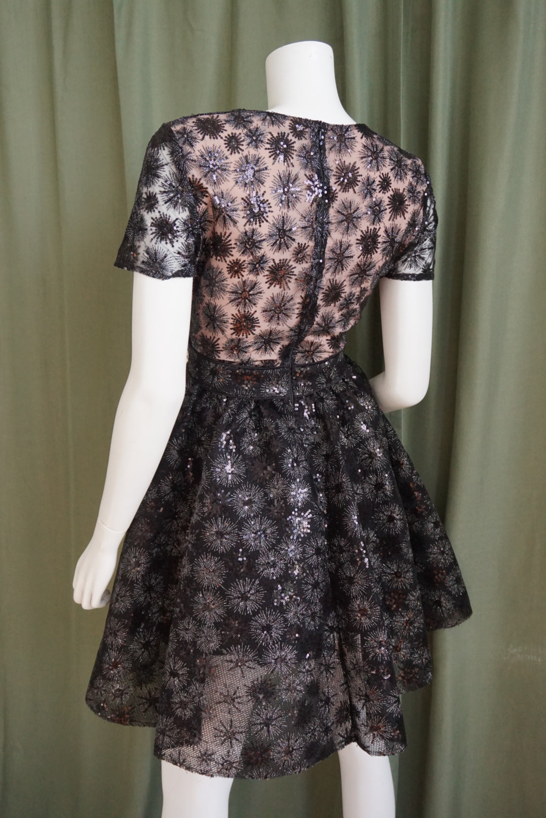 Maje Black Sequin Star Cocktail Neoprene Dress - Size 42