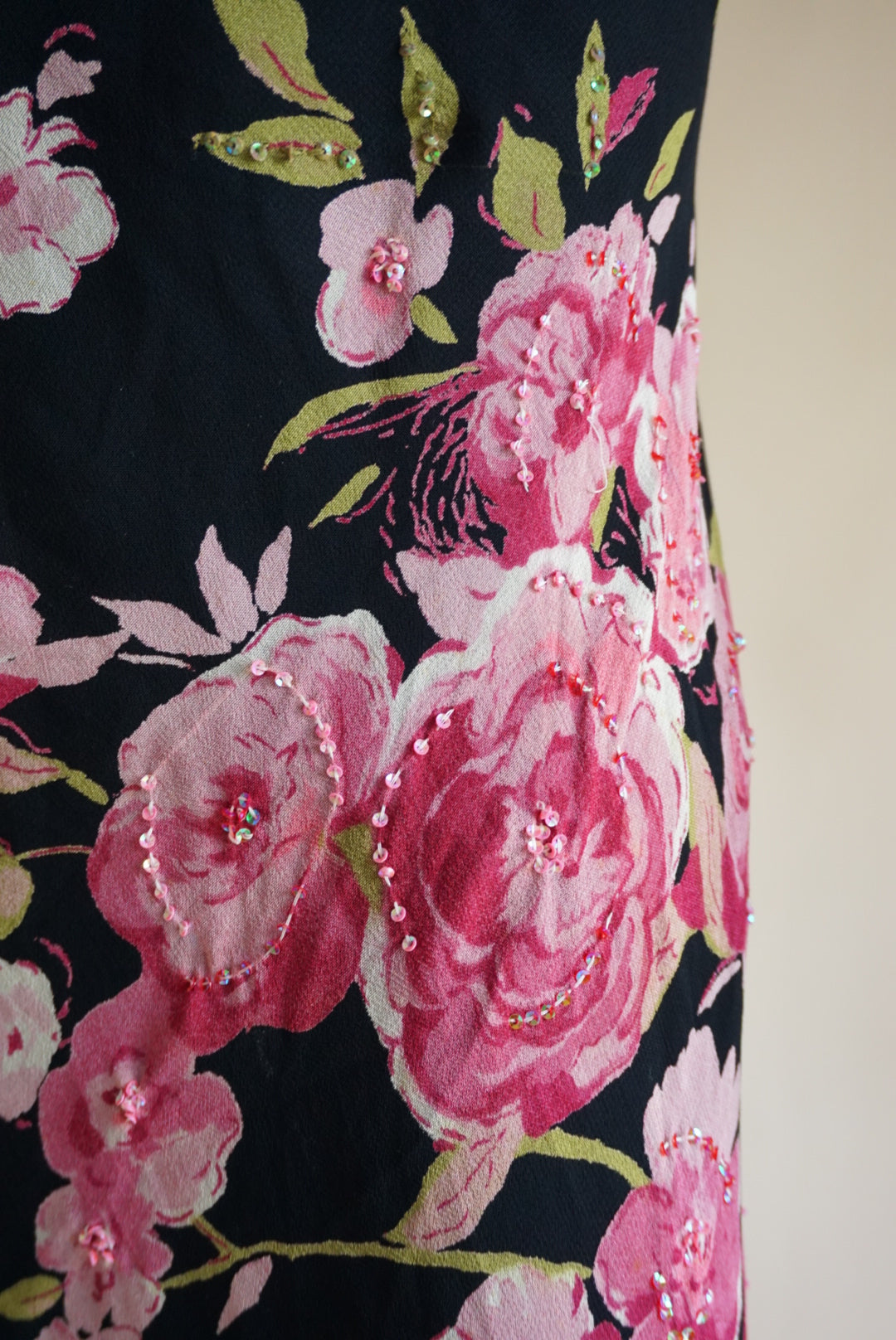 Dressbarn Floral Vintage Beaded Maxi Dress - Size 14/16