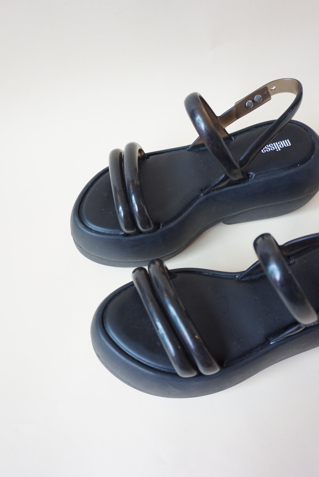 Melissa Black Air Bubble Platform Black Womens Sandals - Size 8