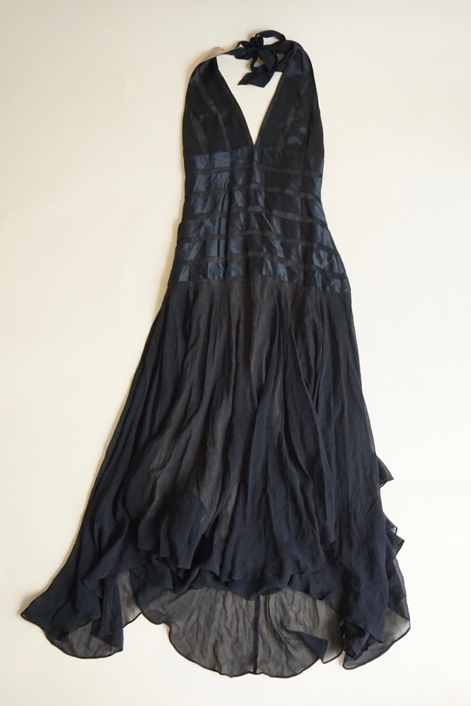 BCBG MAXAZRIA Vintage Black Halter Silk NWT Whimsy Gown - Size 2