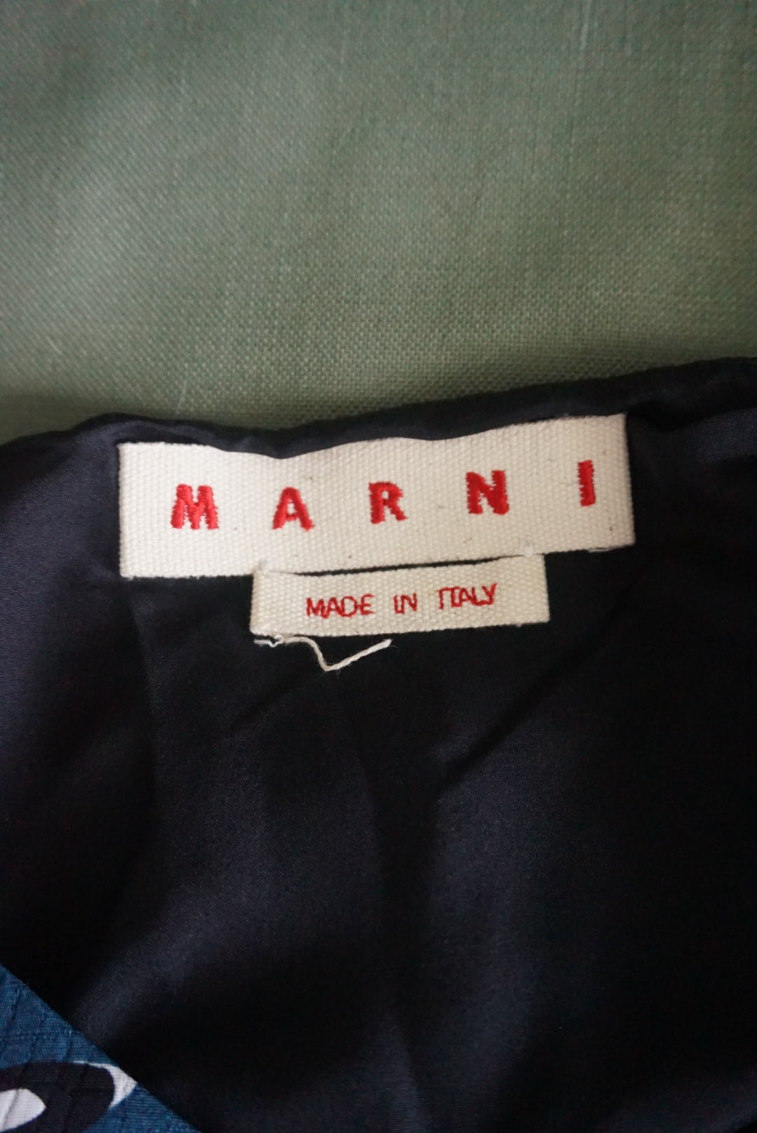 Marni Silk Blue Amlapura Boat Neck Midi Print Shift Dress - Size 42