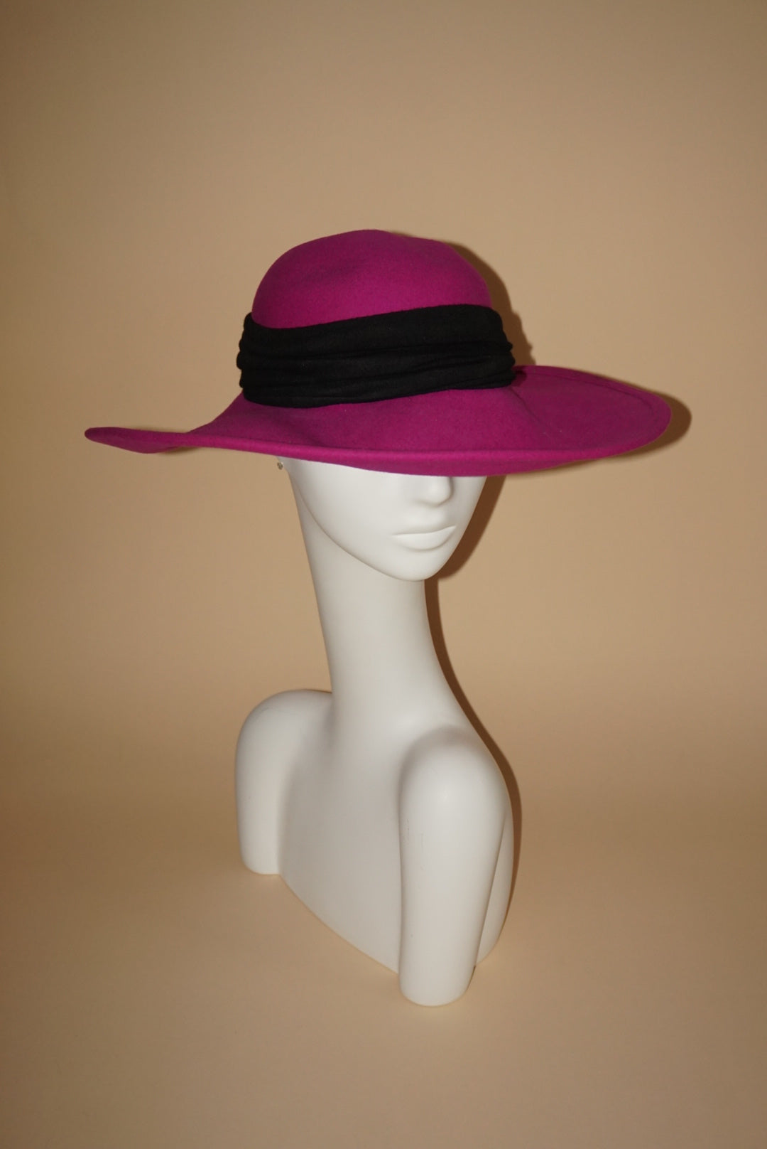 Vintage 1980's Liz Claiborne Magenta Wide Brim Derby Hat