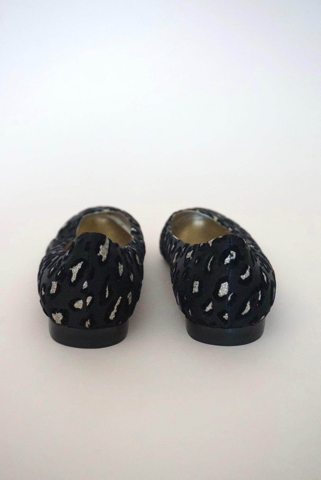 Andrea Carrano Animal Print Black/Gold Fabric Ballet Flat - Size 40
