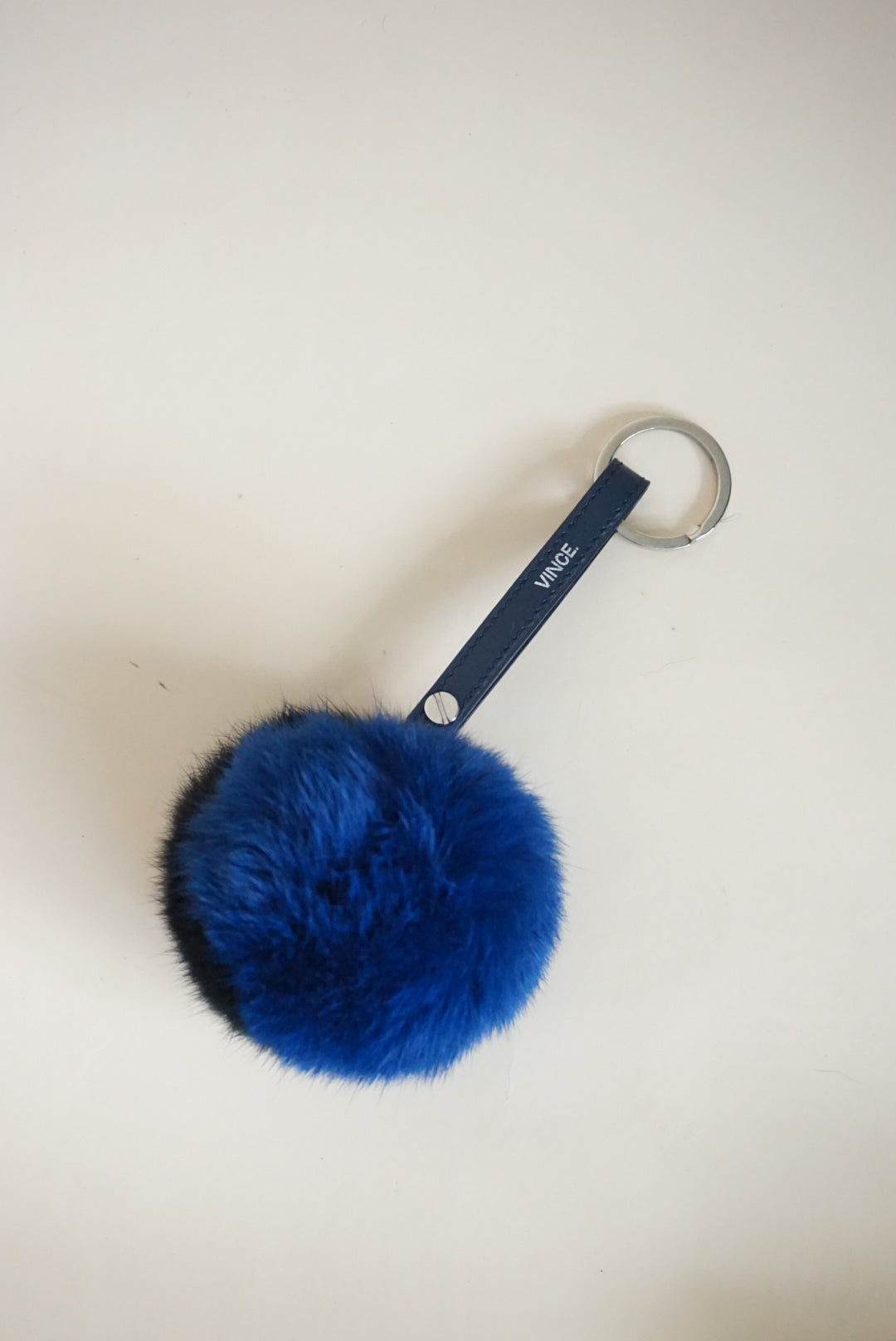 Vince Rabbit Black/ Blue Pom Pom Keychain NWOT