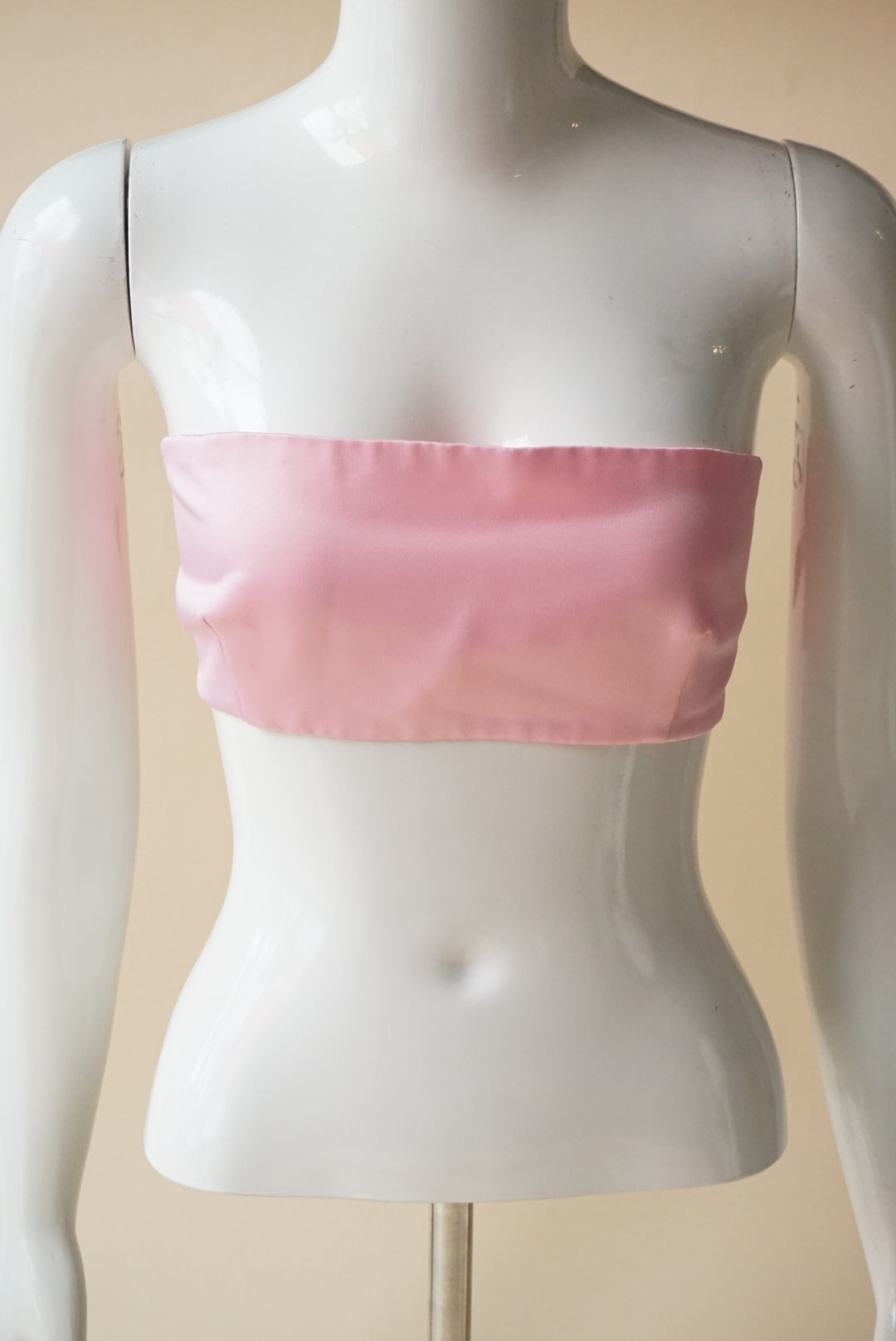 Zara Satin Pink Strapless Bralette - Size Large