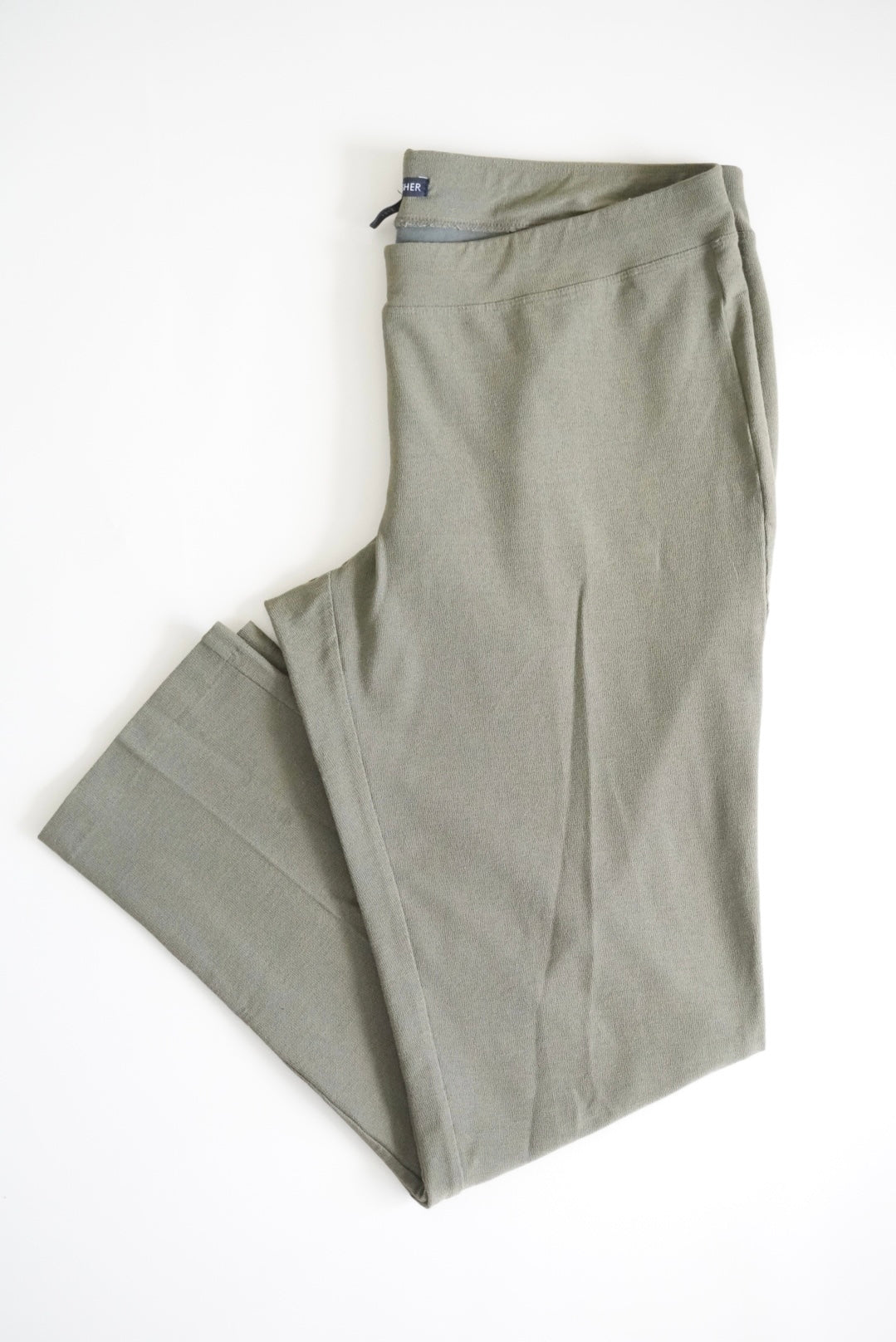Eileen Fisher Olive Green Ribbed Knit Slim Ankle Pants- Size Medium