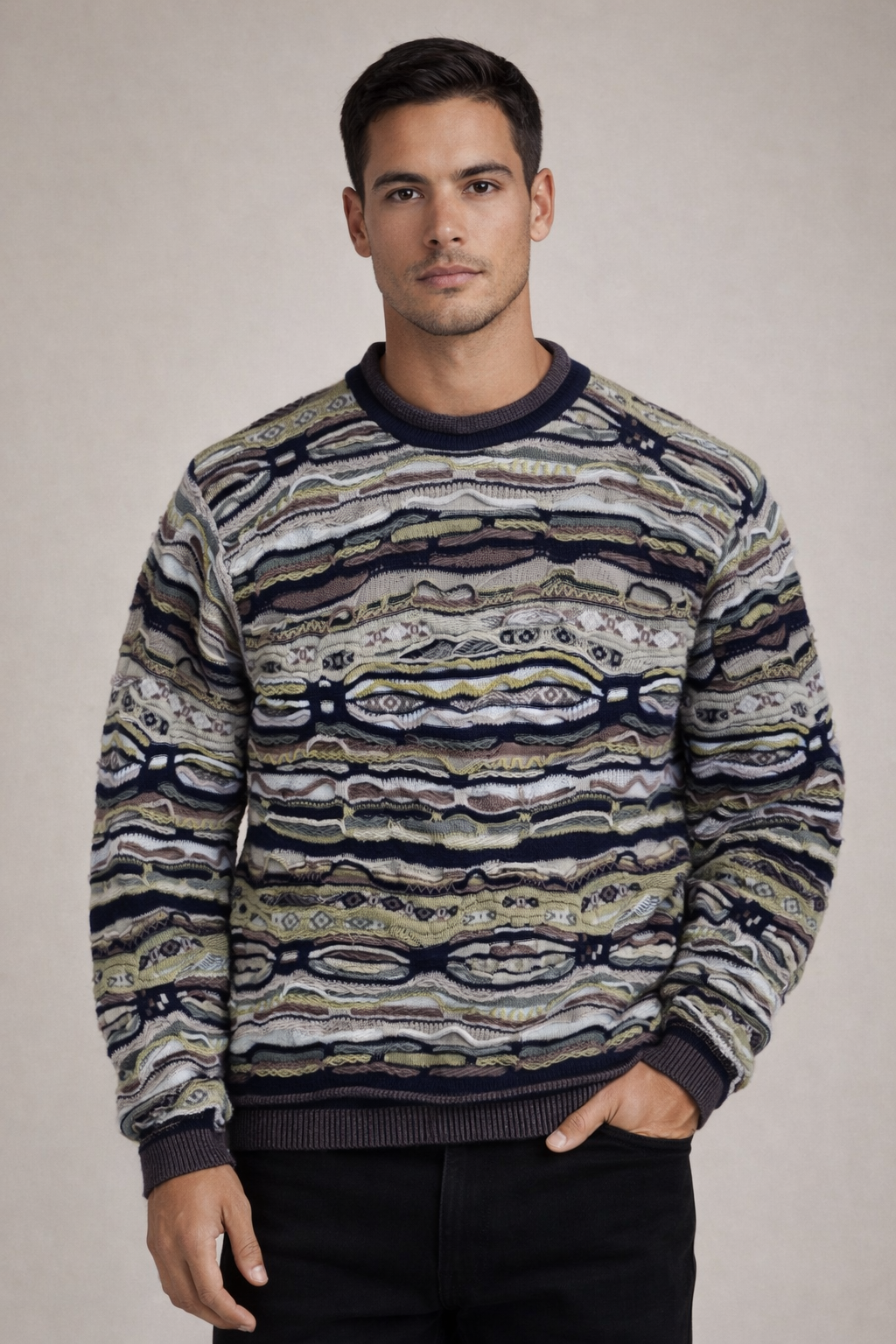 "Coogi" Vintage 90s Men's 3D Knit Pullover Sweater - Size Large