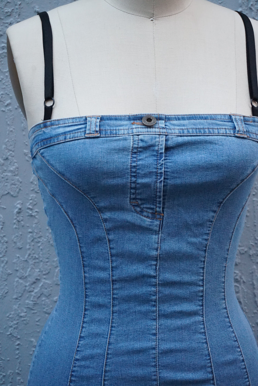 “Dolce & Gabbana” 90’s Denim Bustier Corsetry Cutout Dress - Size 40