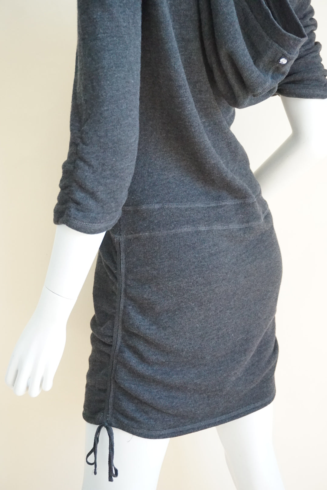 Apple Bottoms Y2K Grey Terry Cloth Mini Rhinestone Hooded Dress - Size Large