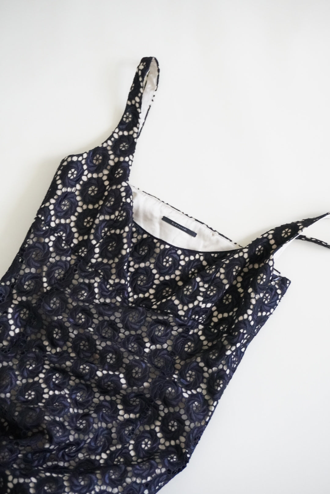 Elie Tahari Black Eyelet Lace Mini Cocktail Dress - Size 6