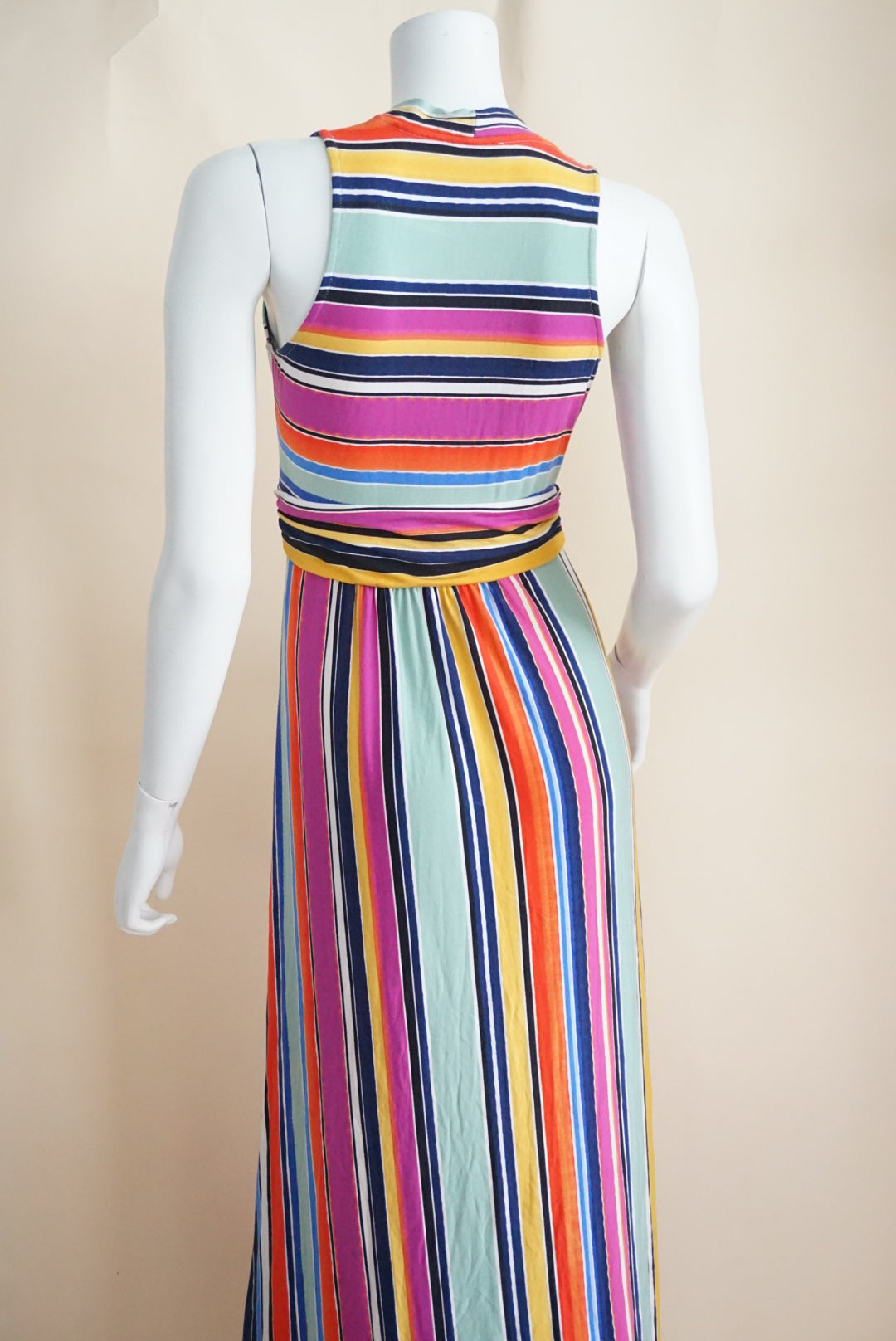 Tart Multi Colored Striped Maxi Sleeveless Knit Dress - Size Small