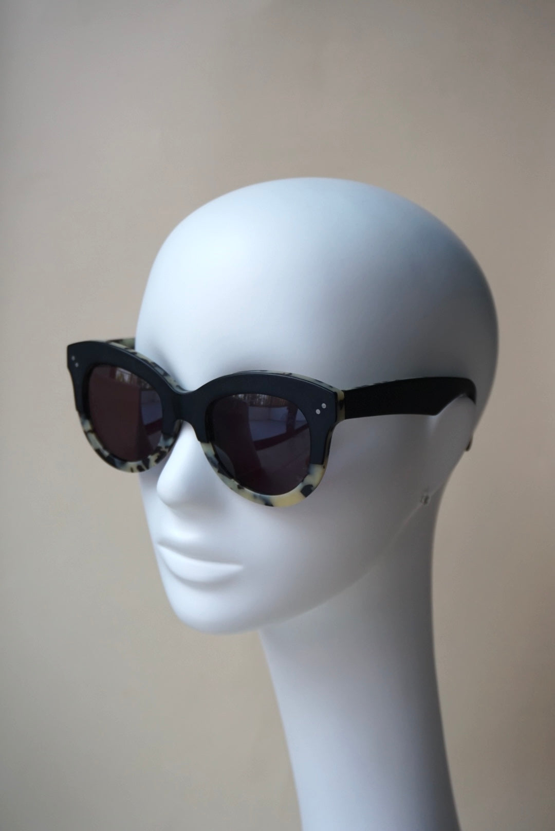 “Krewe” Oversized Black Tortoiseshell Acetate “Julia” Sunglasses