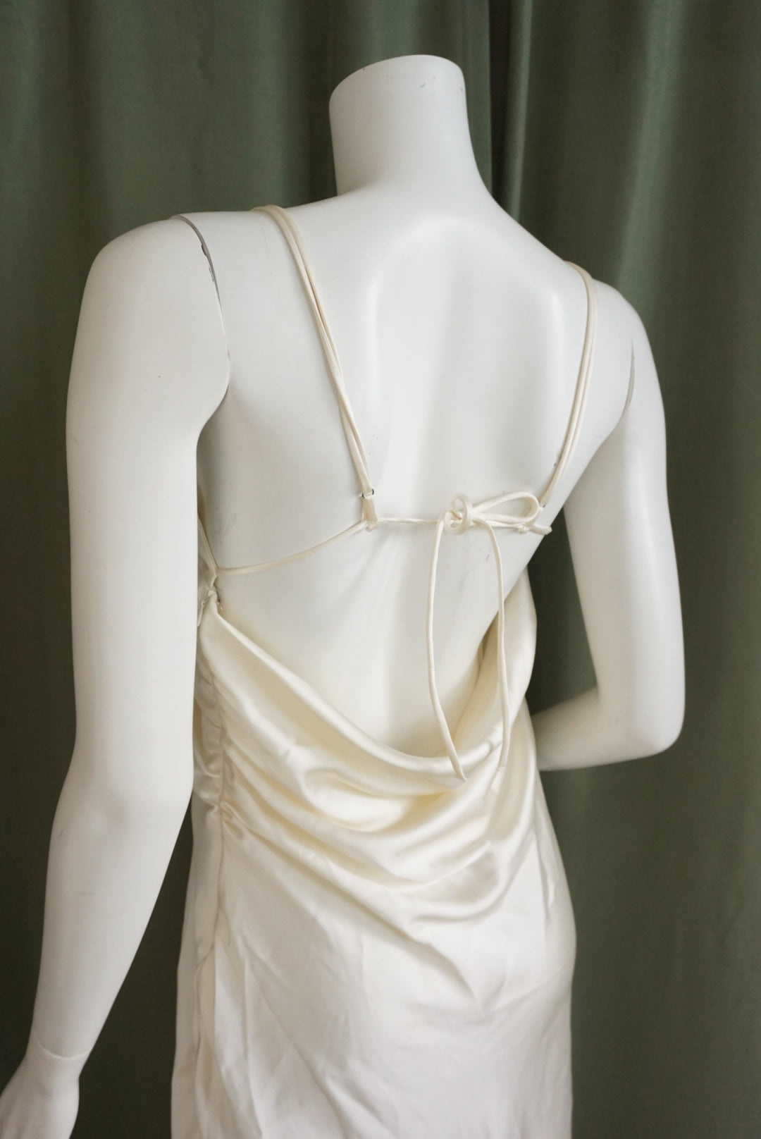 Zara Ivory Front Tie Ruched Slip Maxi Dress NWT - Size Medium