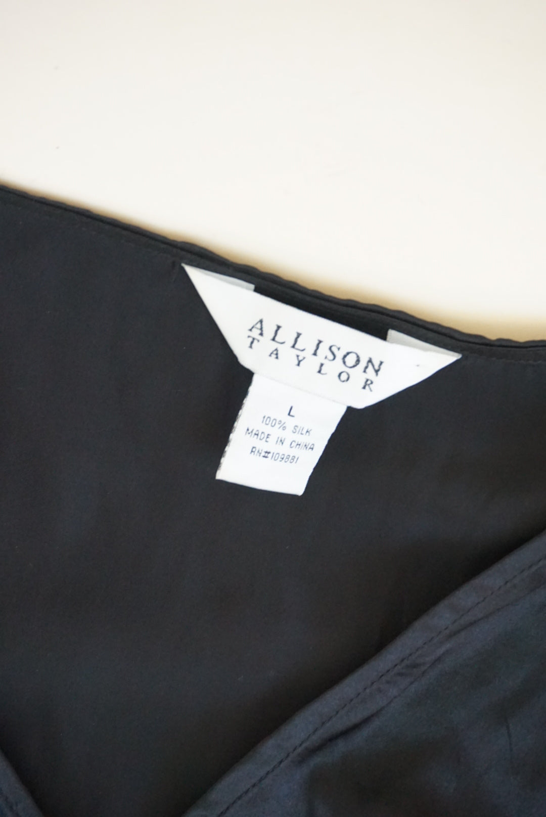 Allison Taylor Black Silk Sheer Bow Front Y2K Blouse - Size Large
