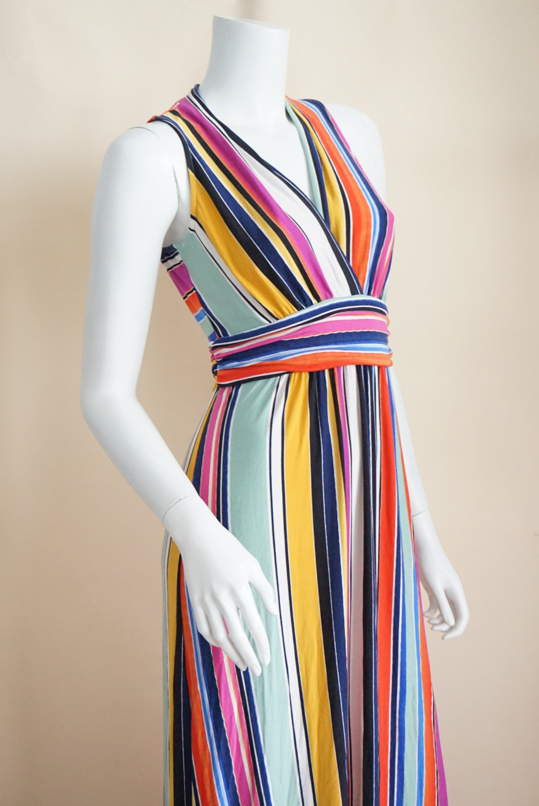 Tart Multi Colored Striped Maxi Sleeveless Knit Dress - Size Small
