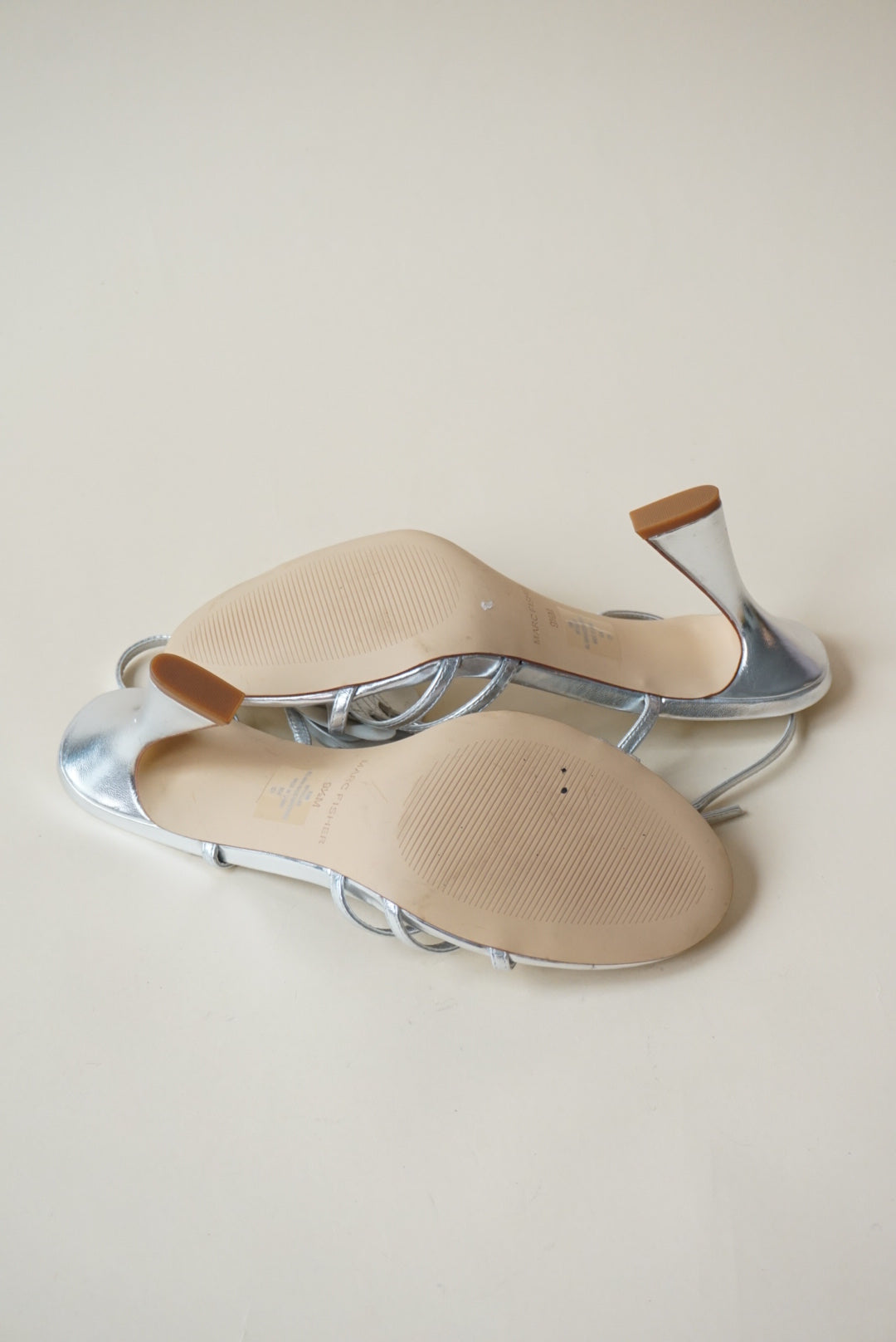 Marc Fisher Hallan Silver Rose Detail Sandal Heel - Size 9.5