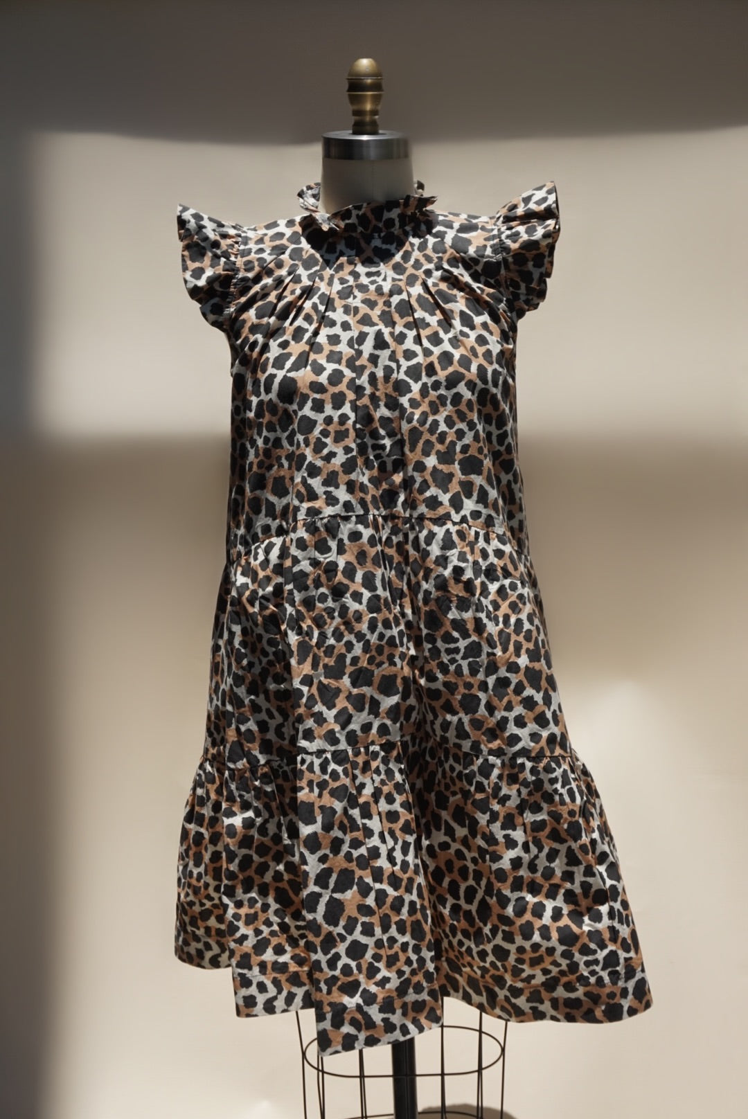 "Sea New York" Cheetah Print Cotton Ruffle Mini Dress - Size 6