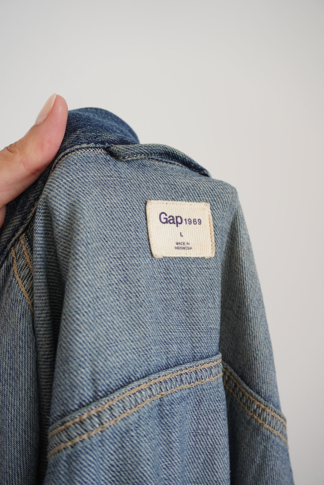 Gap Denim Blue Button Up Collared Dress / Longline Jacket- Size Large