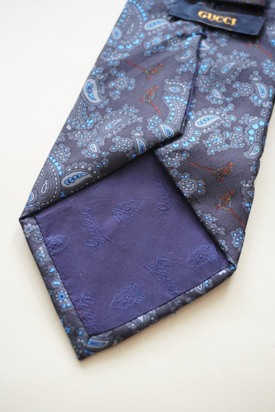 Gucci Paisley Vintage Navy Blue Silk Men's Tie