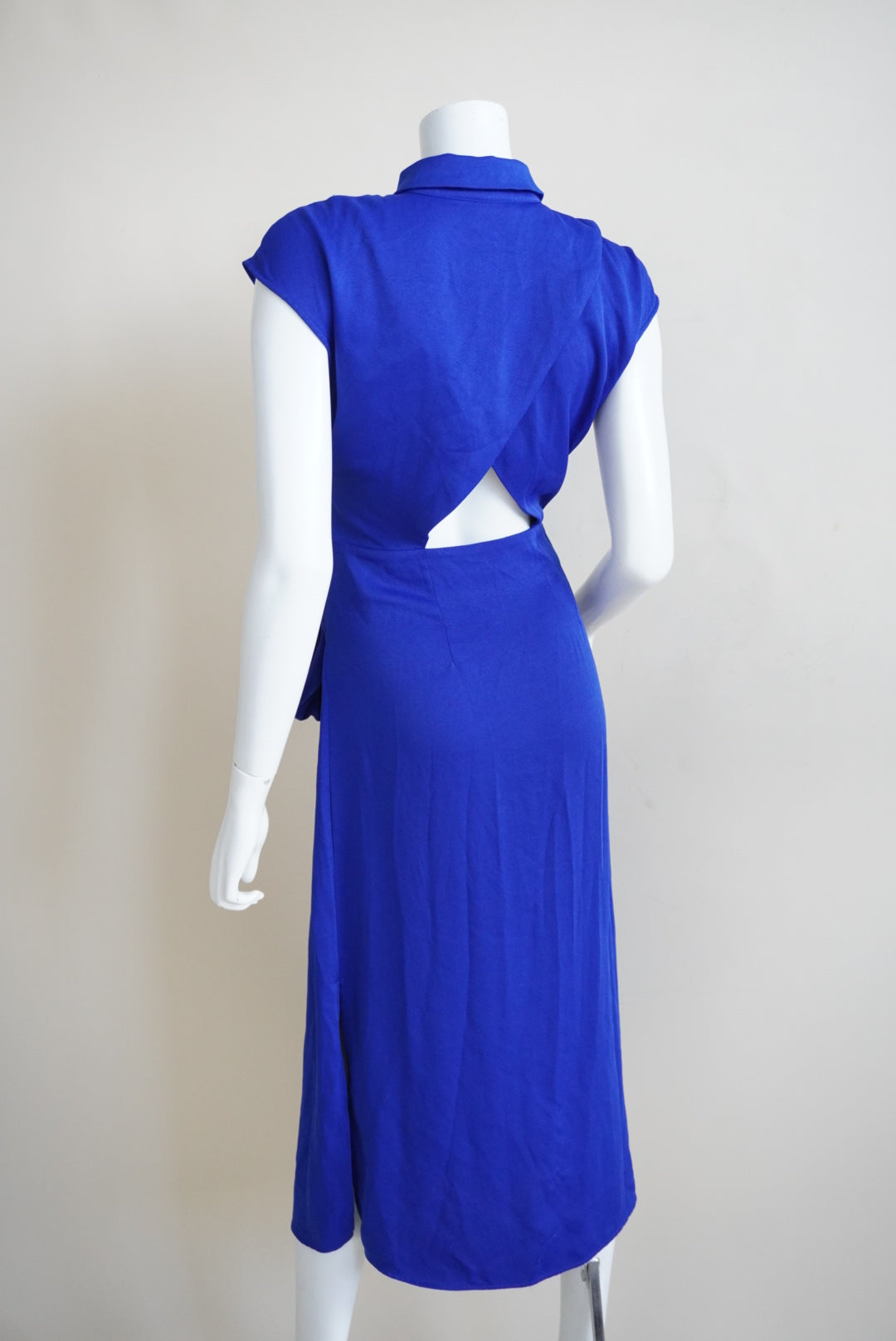 Cushnie For Target Royal Blue Shirt Open Back Dress W/ Front Tie - Size Small