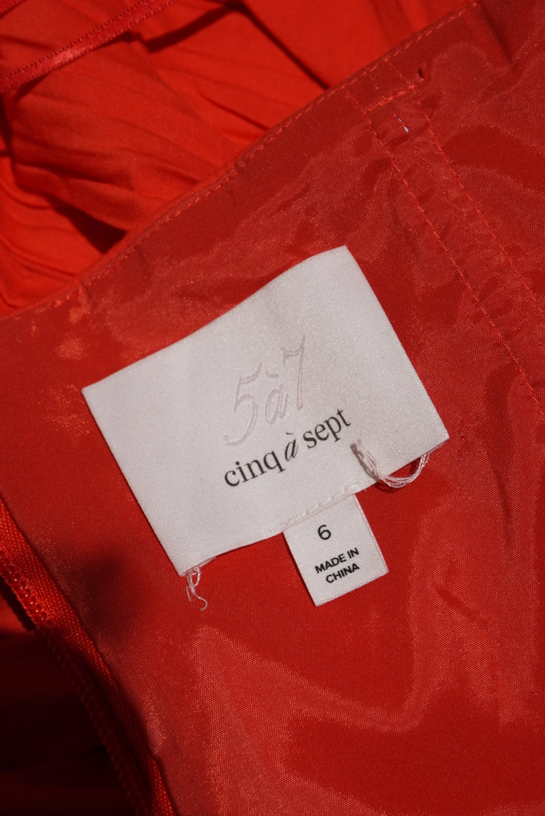 "Cinq à Sept" Halter Neck Poplin Gathered Midi Orange "Taylen" Dress - Size 6