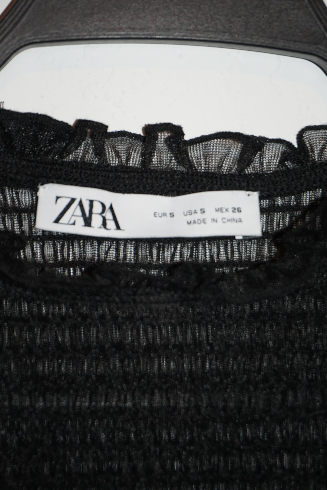 "Zara" Sheer Shirred Ruffle Trim Sleeveless Cropped Blouse - Size Small