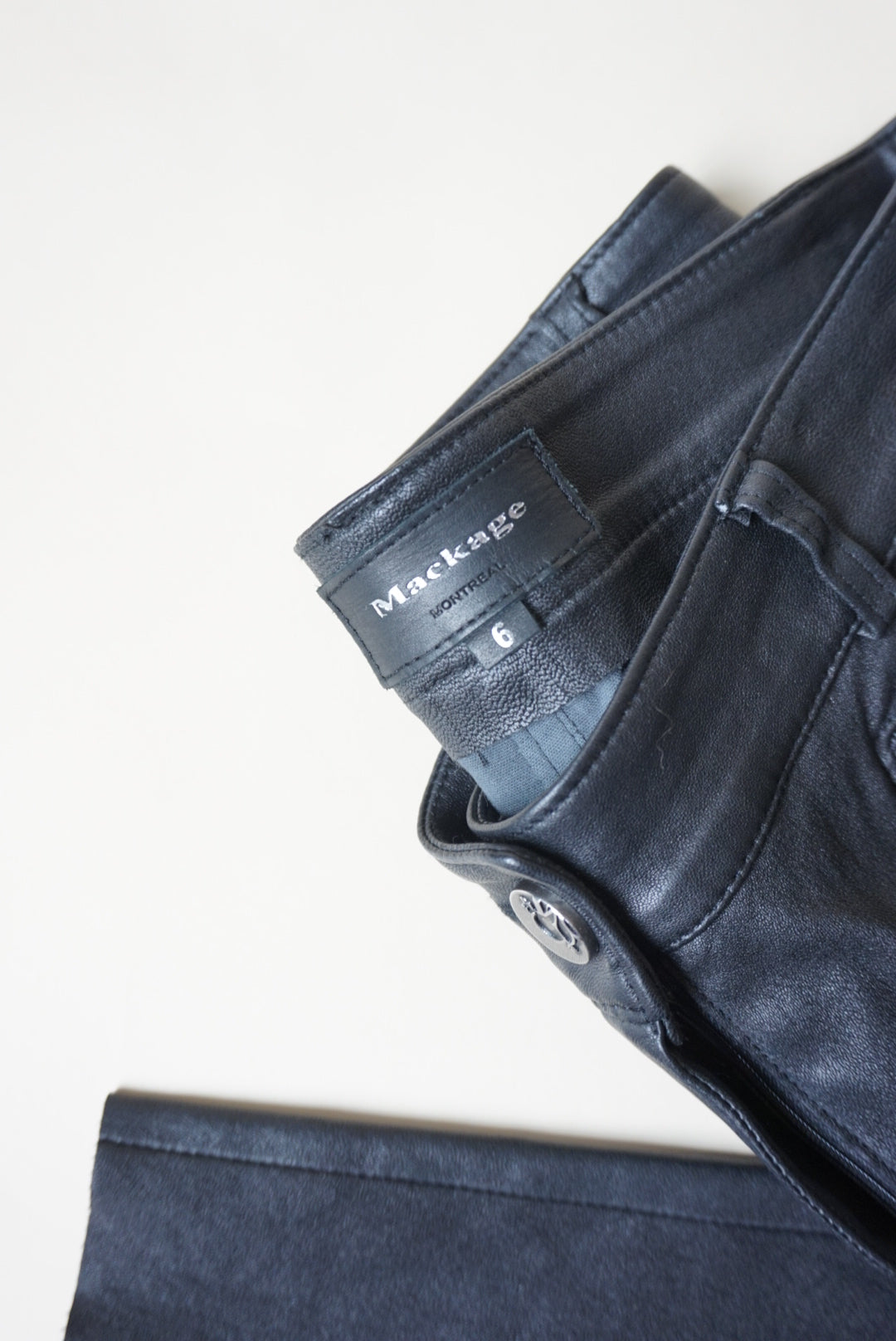Mackage Black Lambskin Moto Pants - Size 6