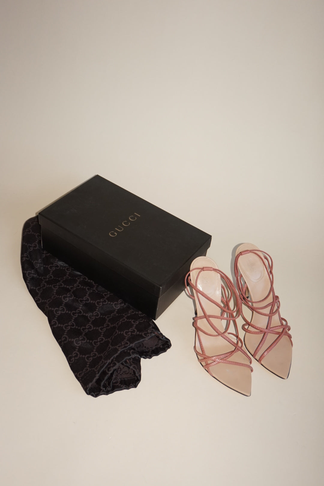 “Gucci” Pink Pointed Toe Strappy Sandal Heels - Size 7/7B