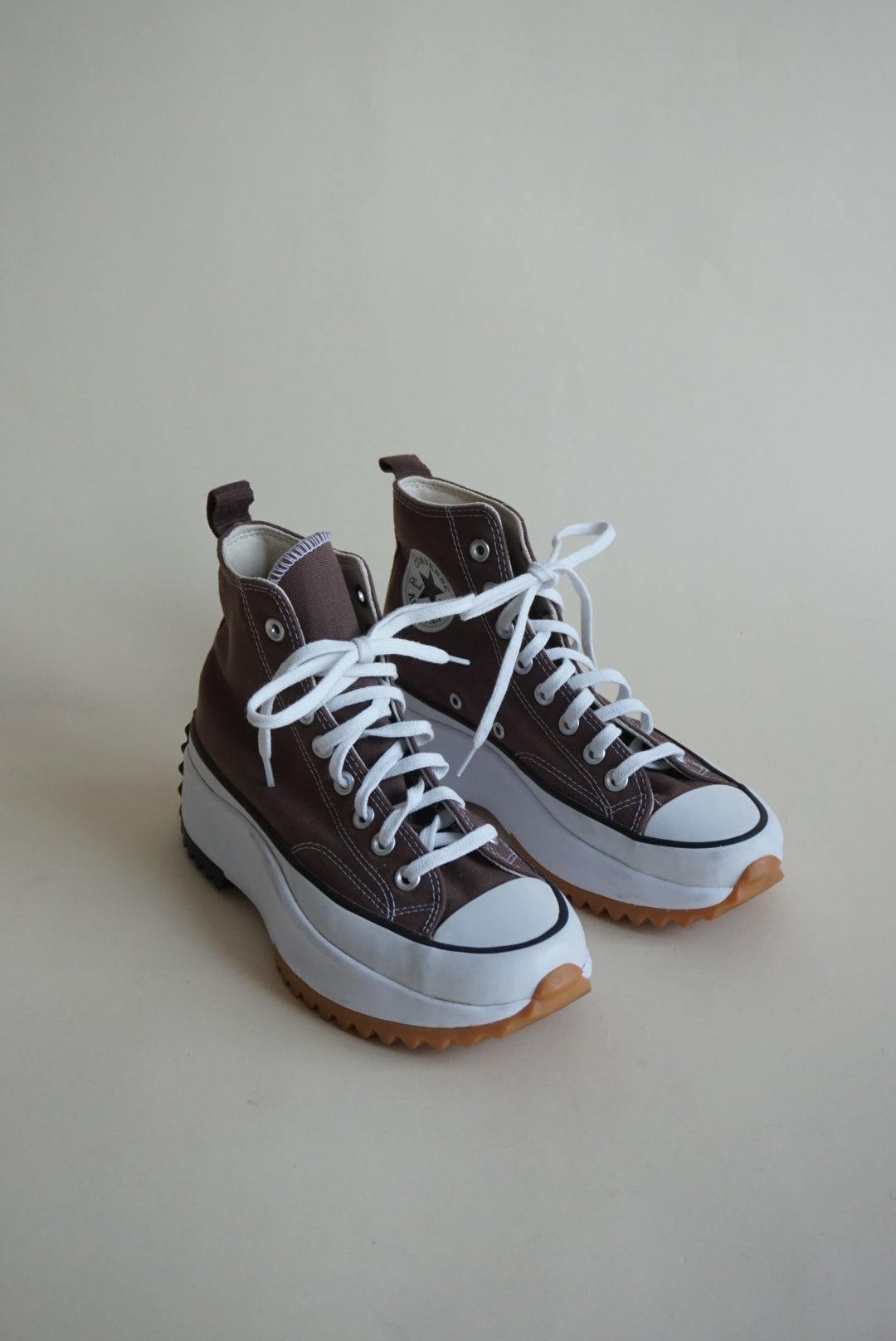 "Converse" Brown "Run Star Hike" Canvas Platform Sneakers - Size 8