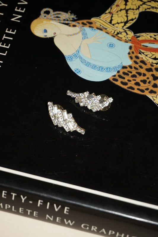 Unlabeled Art Deco Vintage Rhinestone Earrings