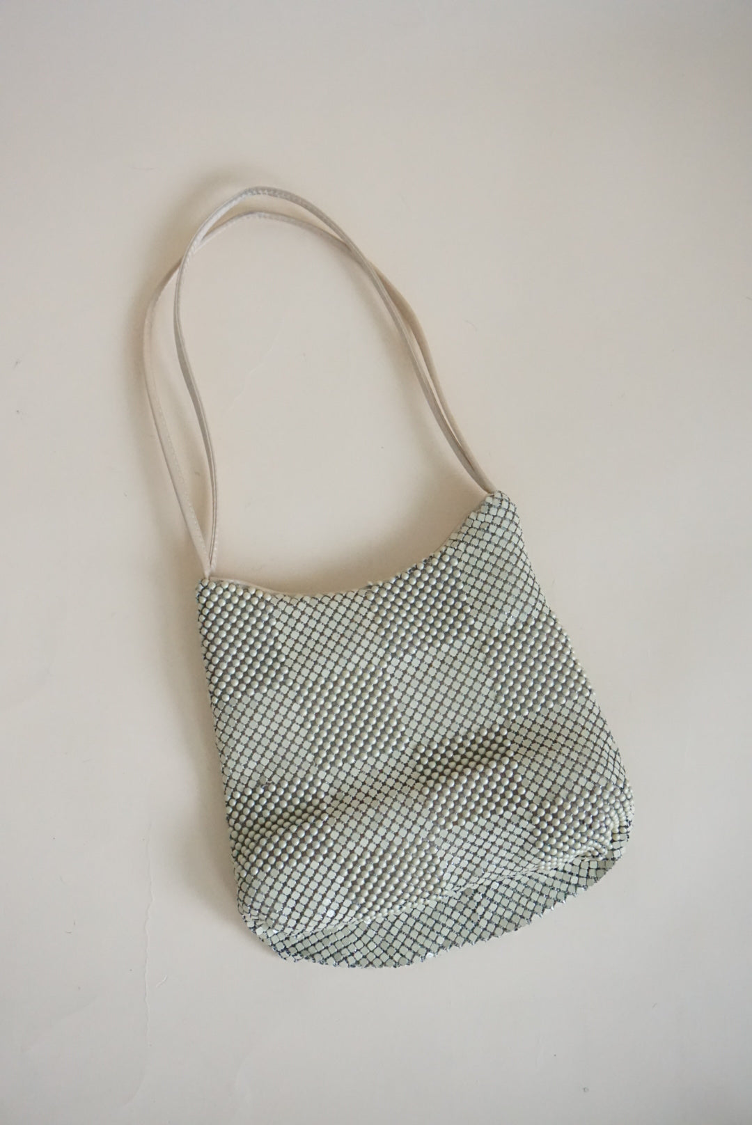 Vintage Ivory Chainmail Checkered Shoulder Bag