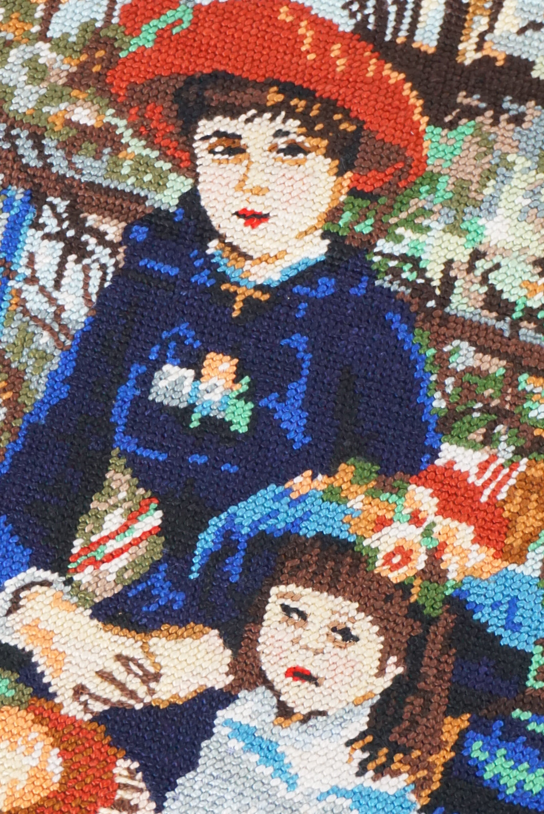 VTG Unframed Needlepoint Lady & Daughter Portrait Renoir Gobelin Collection D'Art 15.5" x 11.5"