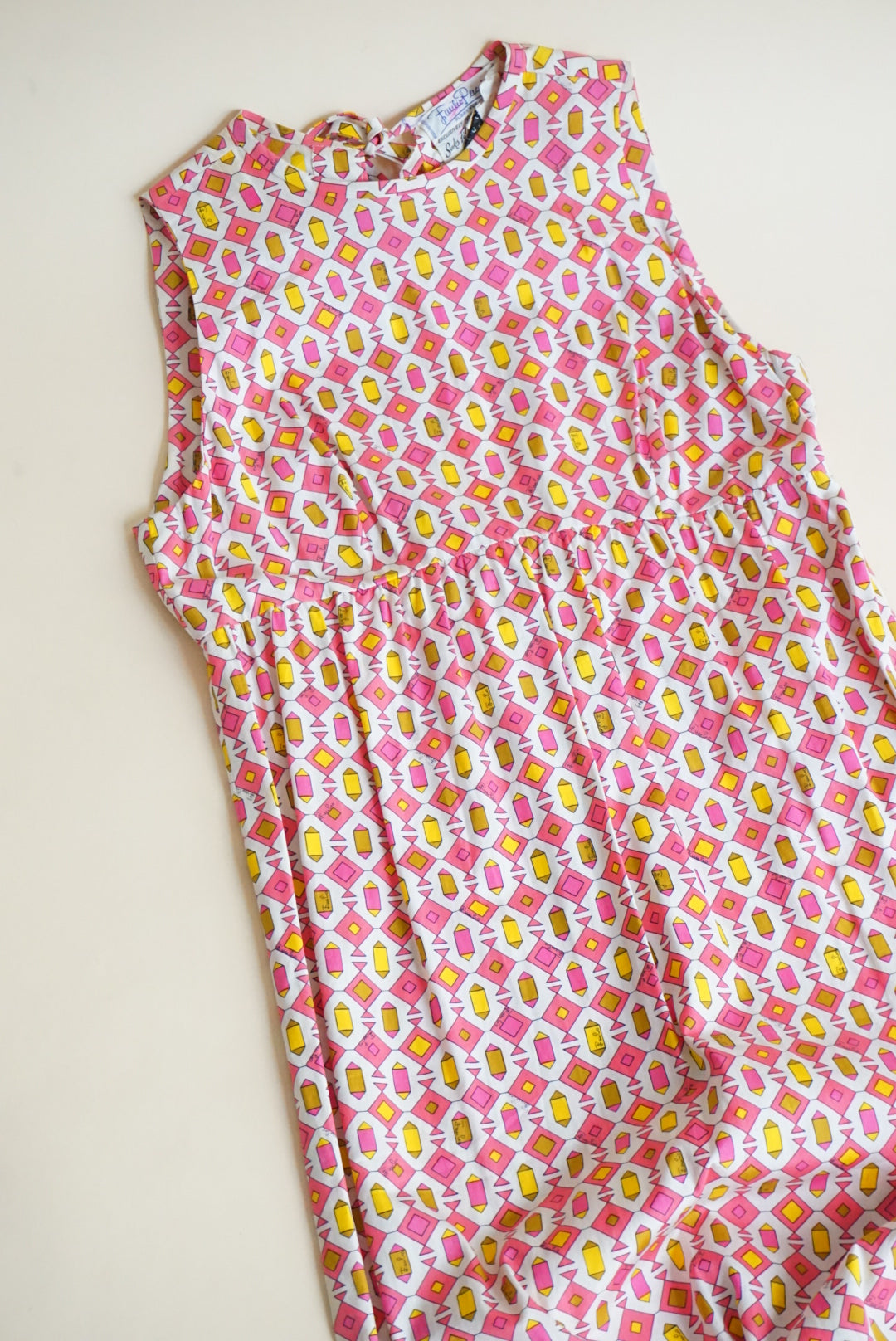 Emilio Pucci Vintage 1960’s Geometric Mod Sleeveless Tie Back Cotton Maxi - Size 8