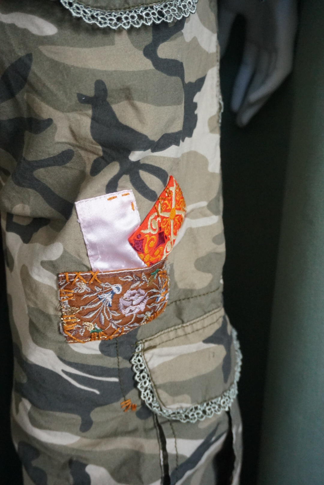 Miss Me Camo Army Print Patchwork Y2K Pants - Size Medium