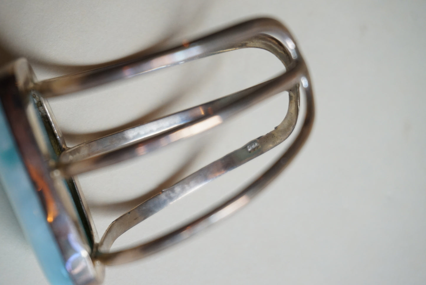 Vintage Larimar Stone Sterling Silver 925 Statement Cuff