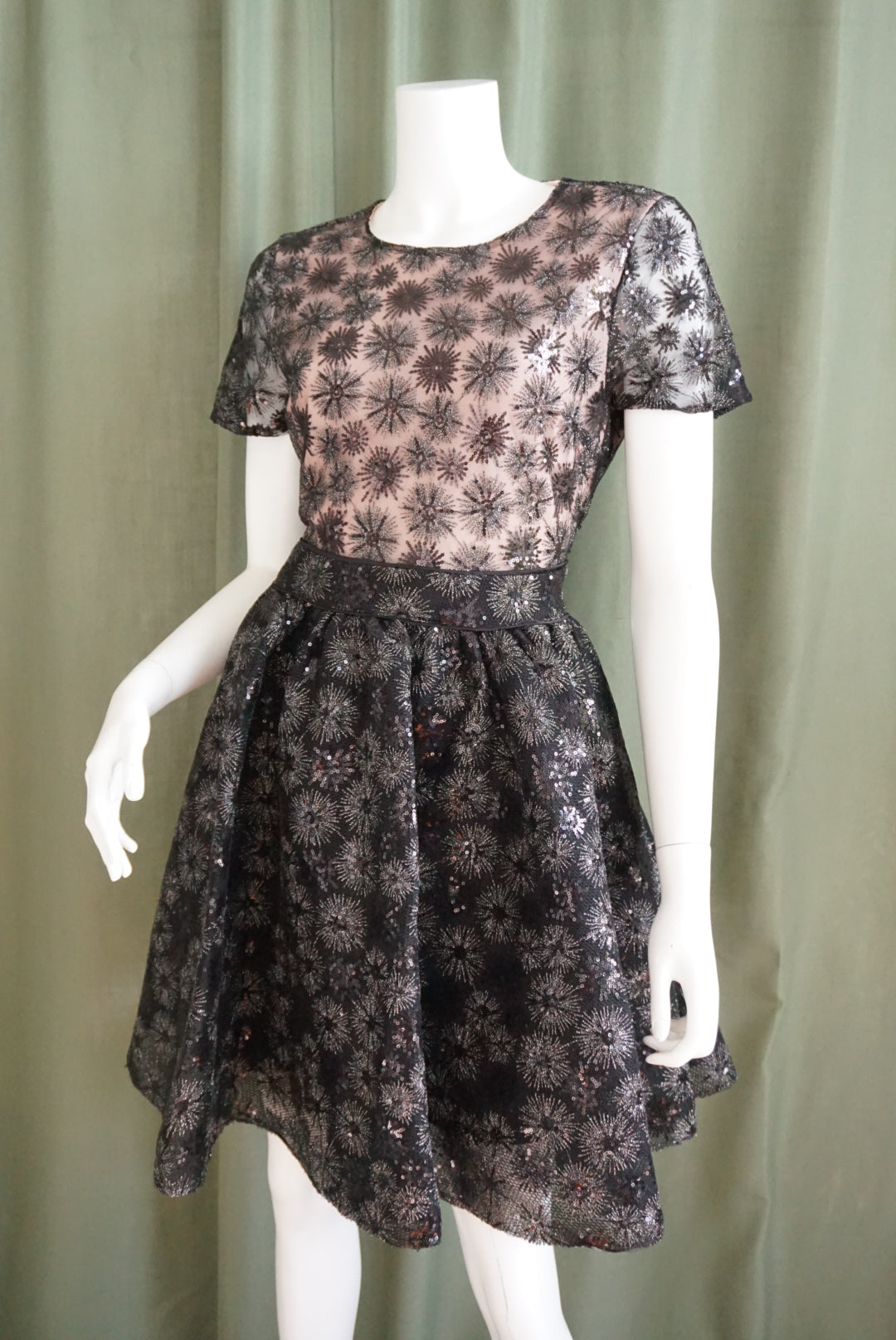 Maje Black Sequin Star Cocktail Neoprene Dress - Size 42