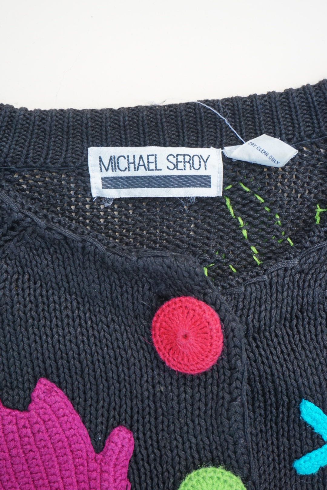 Michael Seroy Western Vintage Embroidered Knit Chunky Knit Sweater (DEFECT) - Size Small